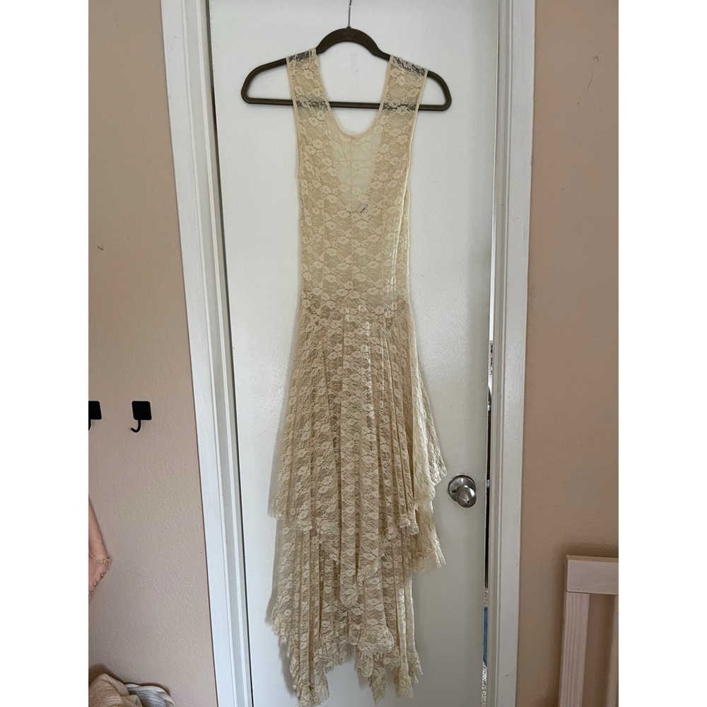 Vintage 2000s Intimately Free People stretch lace tiered midi dress